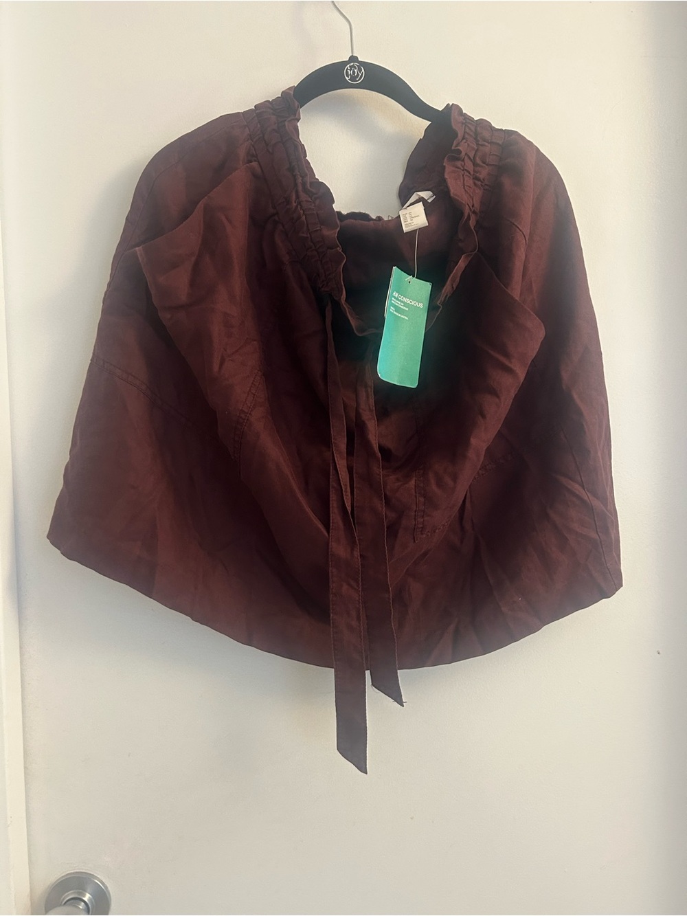 H&M Dark Brown Mini Skirt with Tie Waist